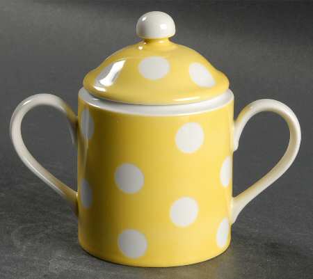 Polka Dots (White Dots on Yellow) Sugar Bowl & Lid