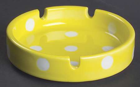 Polka Dots (White Dots on Yellow) Small Ashtray