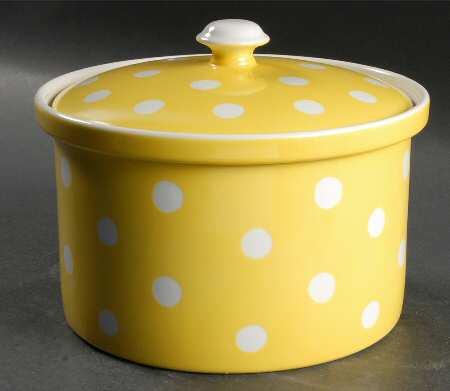 Polka Dots (White Dots on Yellow) 2.5 Qt Round Covered Casserole