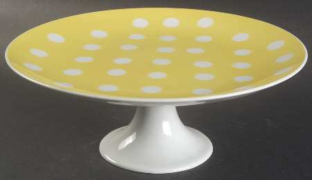 Polka Dots (White Dots on Yellow) 10" Diameter Pedestal Cake Stand