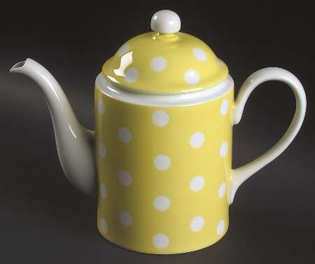 Polka Dots (White Dots on Yellow) Coffee Pot & Lid