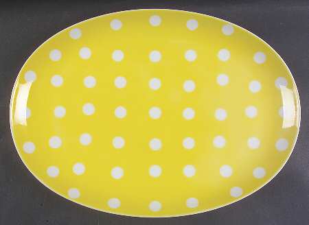 Polka Dots (White Dots on Yellow) 16" Oval Serving Platter