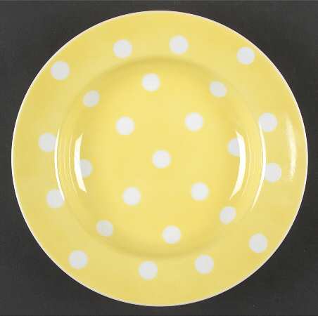 Polka Dots (White Dots on Yellow) Large Rim Soup Bowl