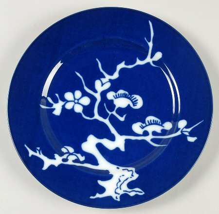 Prunier De Chine Cobalt (Negative) Salad Plate