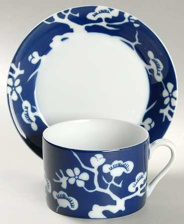 Prunier De Chine Cobalt (Negative) Flat Cup & Saucer Set