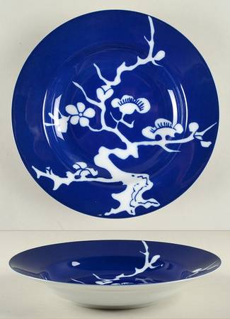 Prunier De Chine Cobalt (Negative) Large Rim Soup Bowl