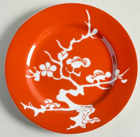 Prunier De Chine Red (Negative) Bread & Butter Plate