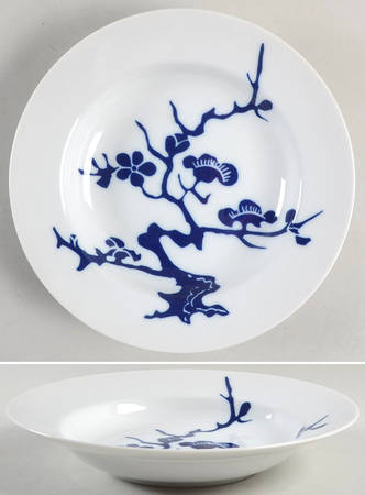 Prunier De Chine Cobalt (Positive) Large Rim Soup Bowl