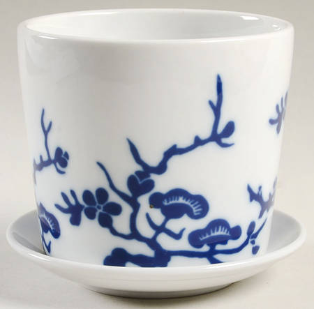 Prunier De Chine Cobalt (Positive) 4" Flower Pot with Underplate
