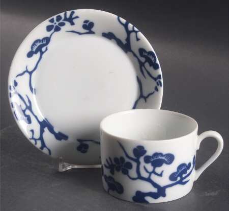 Prunier De Chine Cobalt (Positive) Flat Cup & Saucer Set