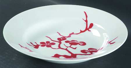 Prunier De Chine Red (Positive) Large Rim Soup Bowl