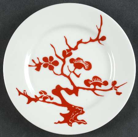 Prunier De Chine Red (Positive) Bread & Butter Plate