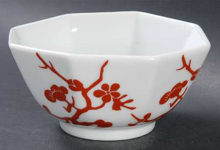 Prunier De Chine Red (Positive) 5" Octagonal Vegetable Bowl