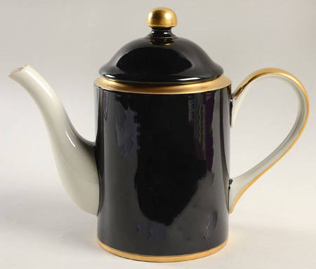 Renaissance Black On Buff Mini Coffee Pot & Lid