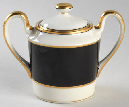 Renaissance Black On Buff Sugar Bowl & Lid