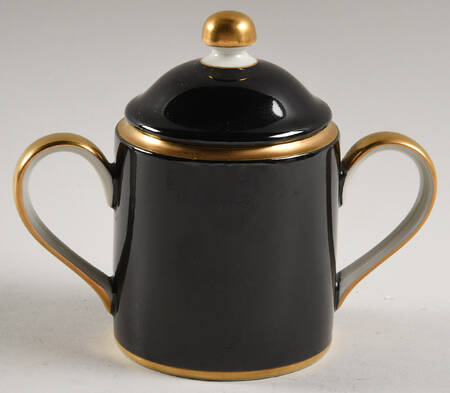 Renaissance Black On Buff Sugar Bowl & Lid