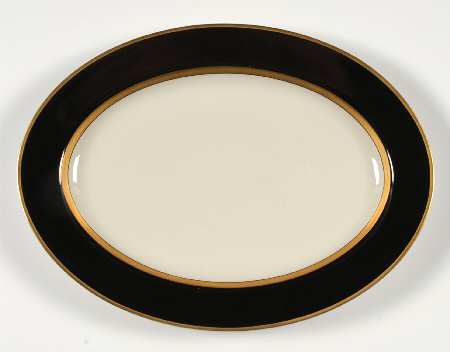 Renaissance Black On Buff 14" Oval Serving Platter