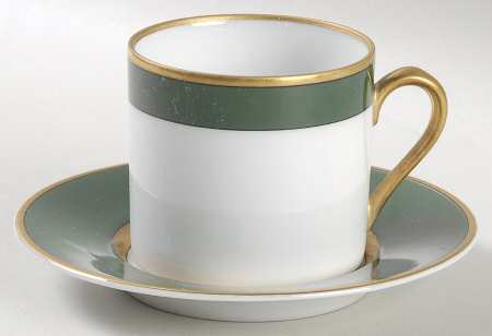 Renaissance Dark Green Flat Demitasse Cup & Saucer Set