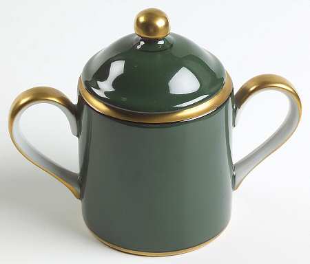Renaissance Dark Green Sugar Bowl & Lid