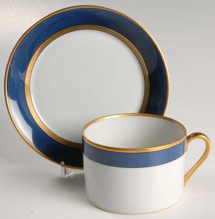 Renaissance Lapis Blue Flat Cup & Saucer Set