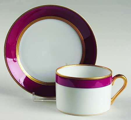 Renaissance Magenta Flat Cup & Saucer Set