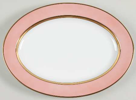Renaissance Peach (Wide Gold Verge Line) 14" Oval Serving Platter