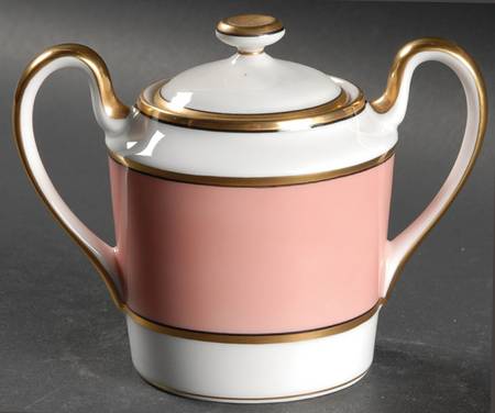 Renaissance Peach (Wide Gold Verge Line) Sugar Bowl & Lid