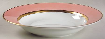 Renaissance Peach (Wide Gold Verge Line) Large Rim Soup Bowl