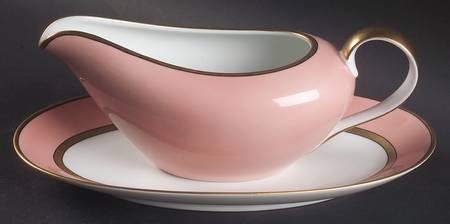 Renaissance Peach (Wide Gold Verge Line) Gravy Boat & Underplate/Relish