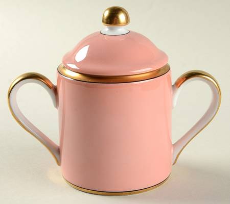 Renaissance Peach (Wide Gold Verge Line) Sugar Bowl & Lid