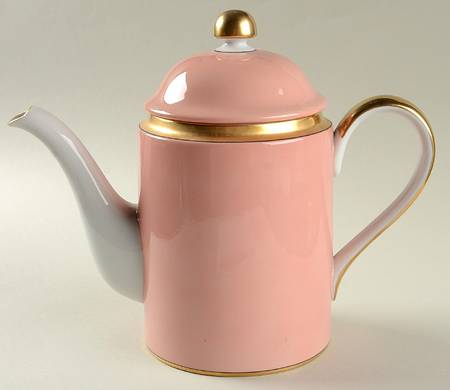 Renaissance Peach (Wide Gold Verge Line) Coffee Pot & Lid