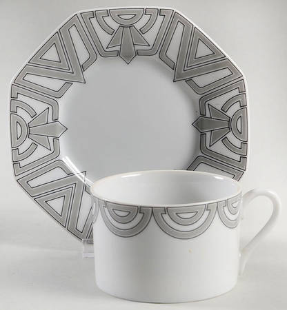 The Ritz Grey Flat Cup & Saucer Set