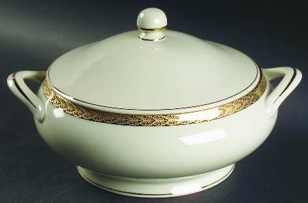 Roanoke (Gold) Round Covered Vegetable by Fitz & Floyd