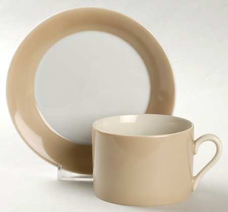 Rondelet Fawn Brown Flat Cup & Saucer Set