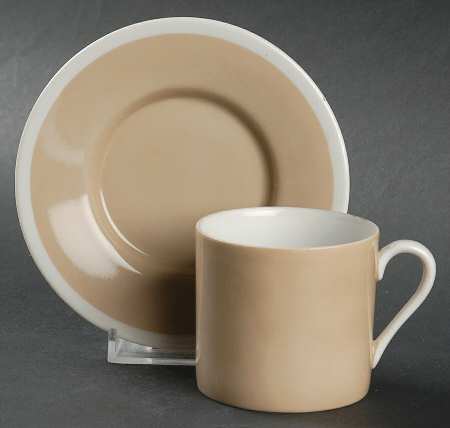 Rondelet Fawn Brown Flat Demitasse Cup & Saucer Set