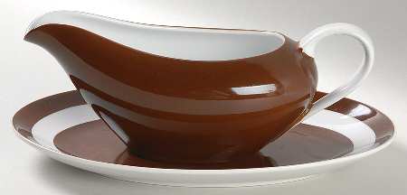 Rondelet Dark Brown (White Background) Gravy Boat & Underplate/Relish