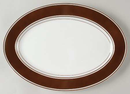 Rondelet Dark Brown (White Background) 14" Oval Serving Platter