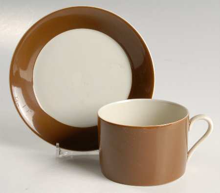 Rondelet Cognac Flat Cup & Saucer Set
