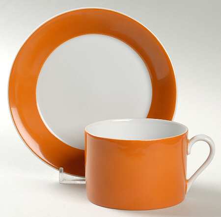 Rondelet Butterscotch (Orange) Flat Cup & Saucer Set