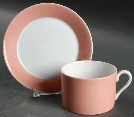 Rondelet Peach (White Background) Flat Cup & Saucer Set