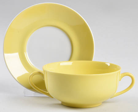 Rondelet Yellow Flat Cream Soup Bowl & Saucer Set
