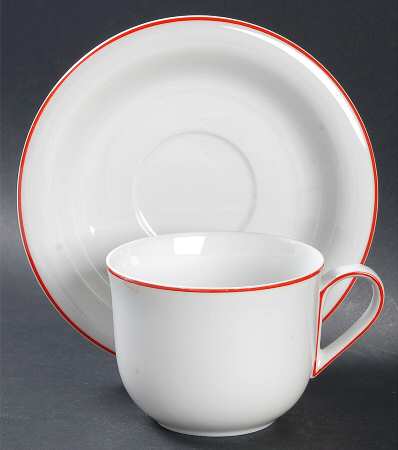 Rouleau Red Flat Cup & Saucer Set