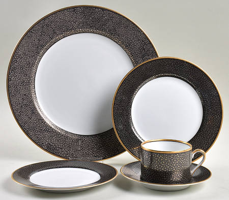 Shagreen Charcoal (Made in Japan) 5 Piece Place Setting