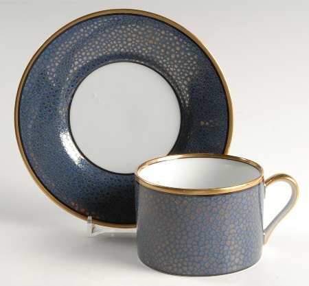 Shagreen Lapis Blue Flat Cup & Saucer Set