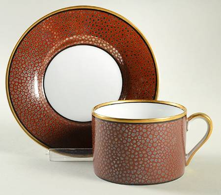 Shagreen Sienna Red Flat Cup & Saucer Set