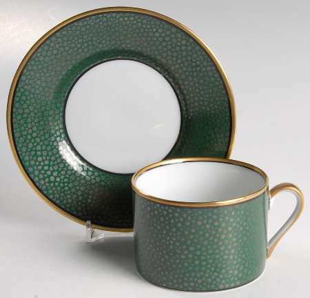 Shagreen Teal Green Flat Cup & Saucer Set