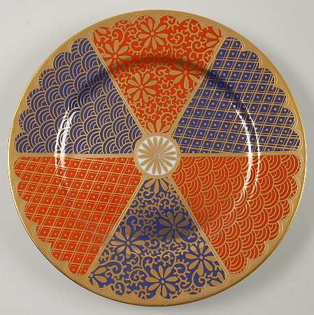 Shinmonzen Terra Cotta-Blue Accent Salad Plate