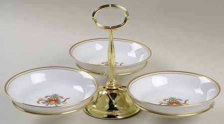 St. Nicholas 7" x 12" 3-Part Relish & Metal Stand (FR) HC