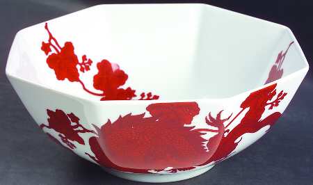 Temple Dragon 8" Octagonal Vegetable Bowl by Fitz & Floyd