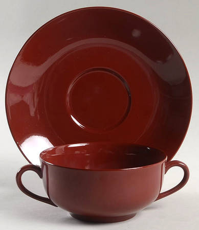 Total Color Cinnabar (Round) Flat Cream Soup Bowl & Saucer Set